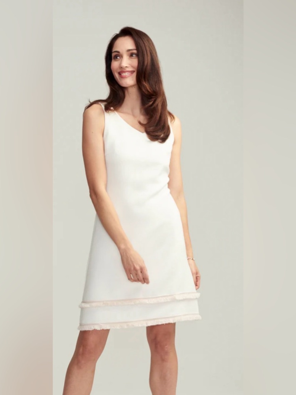 Ellie Kai Sophie Dress XS White Fringe Trim NWT Sleeveless A-Line Cocktail Party